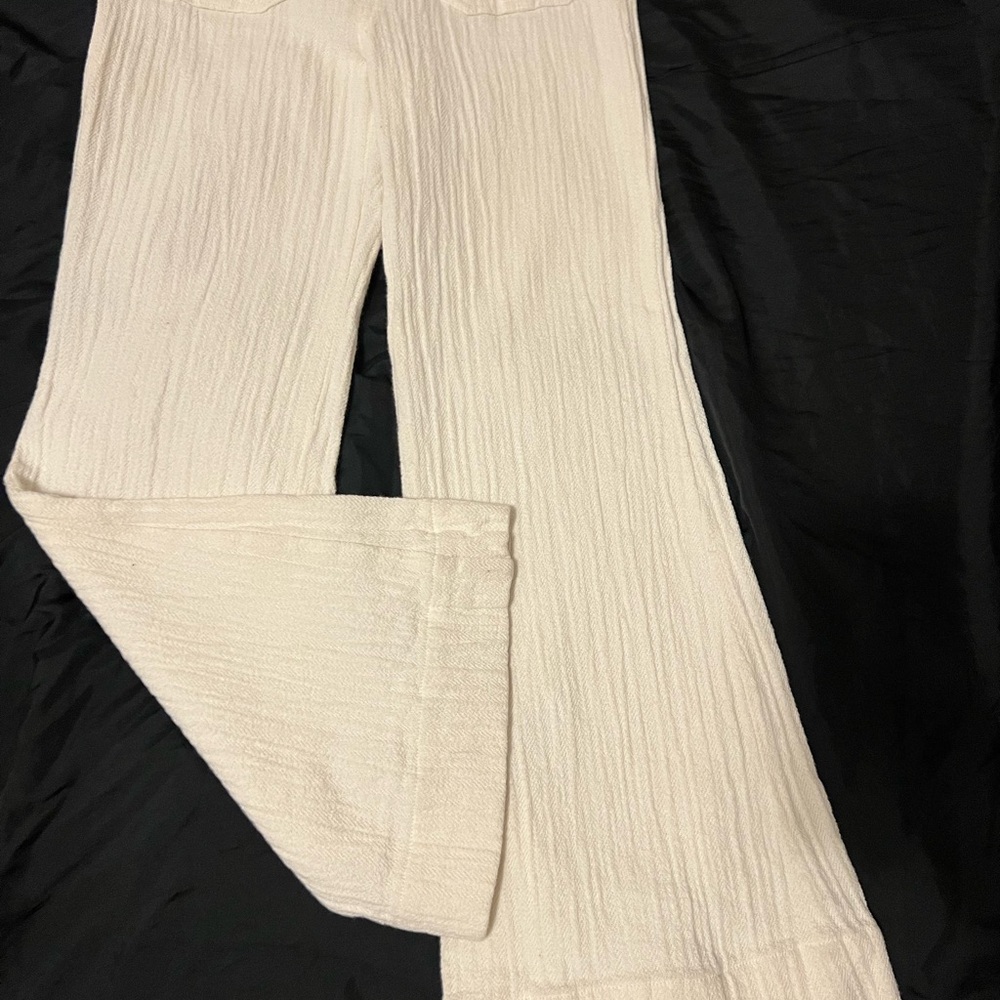 Free People Cream Textured Boot Cut Pants - Picture 3 of 7